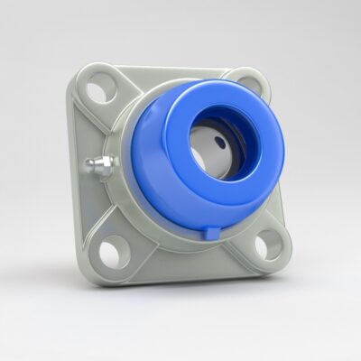 4 hole square flange unit SF in stainless steel 304 with blue cover