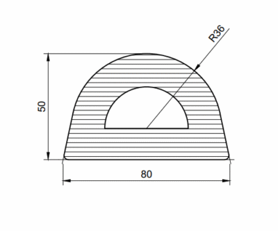 rubber D-fender 50x80mm